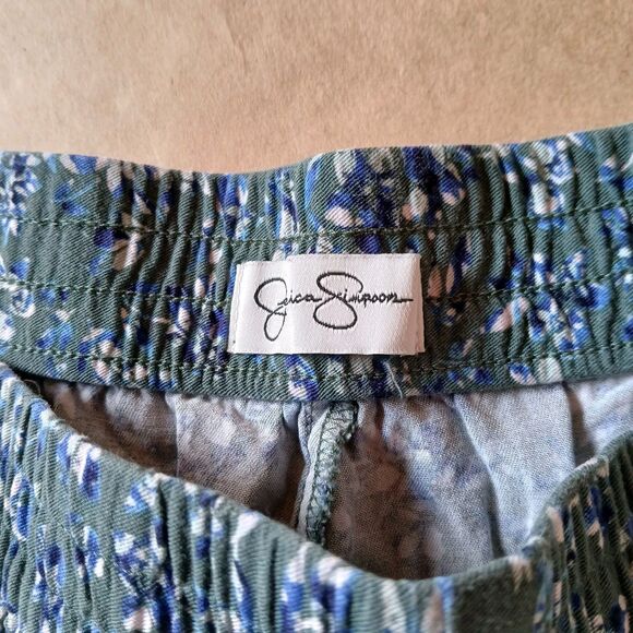 Jessica Simpson Pants XXL Green Floral Blue Pull On Light Womens Cottagecore - Picture 3 of 12